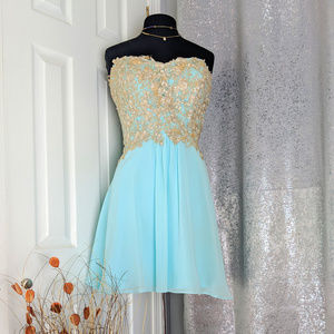 Faviana Glamour Aqua cocktail Party Dress Sz 16